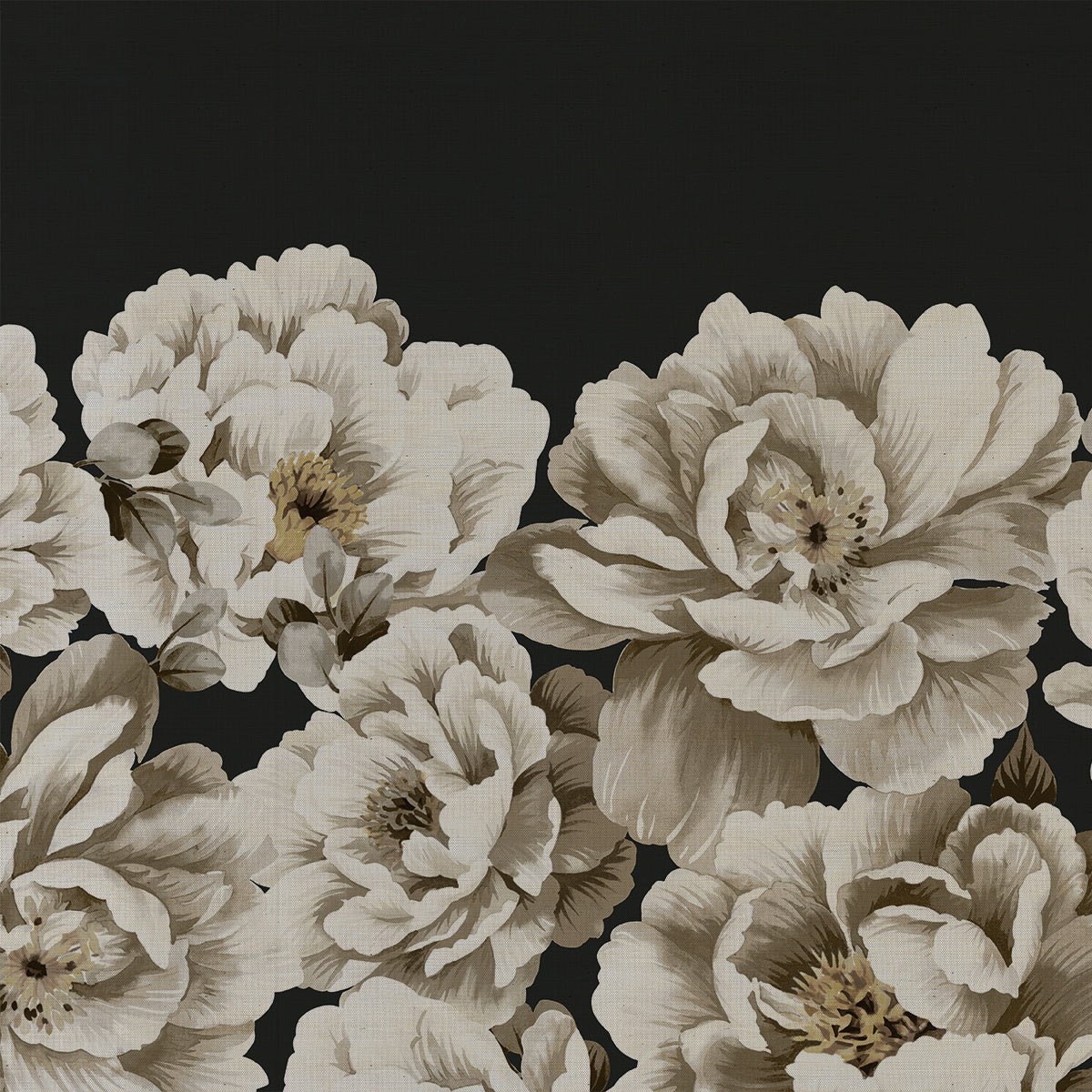 PERFECT-PEONIES-BLACK-ON-MANILA-HEMP-PHILLIP-JEFFRIES-10171 - Phillip Jeffries Wallpaper Wallcovering