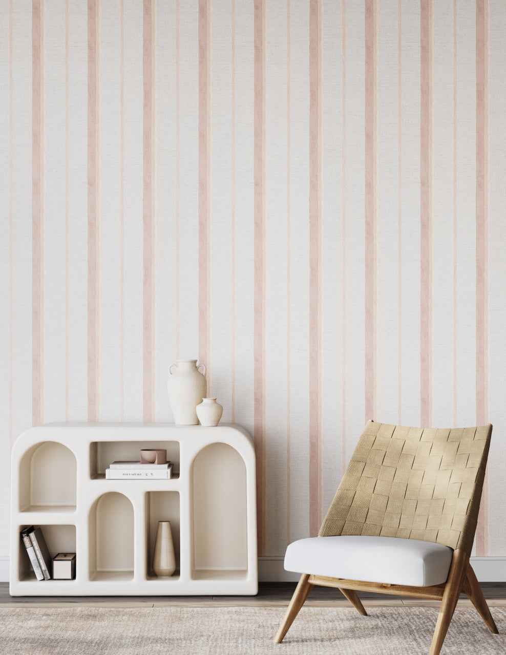 Saint-Tropez Stripe Blushing on Glam Grass - Phillip Jeffries 27502 - Phillip Jeffries Wallpaper Wallpaper