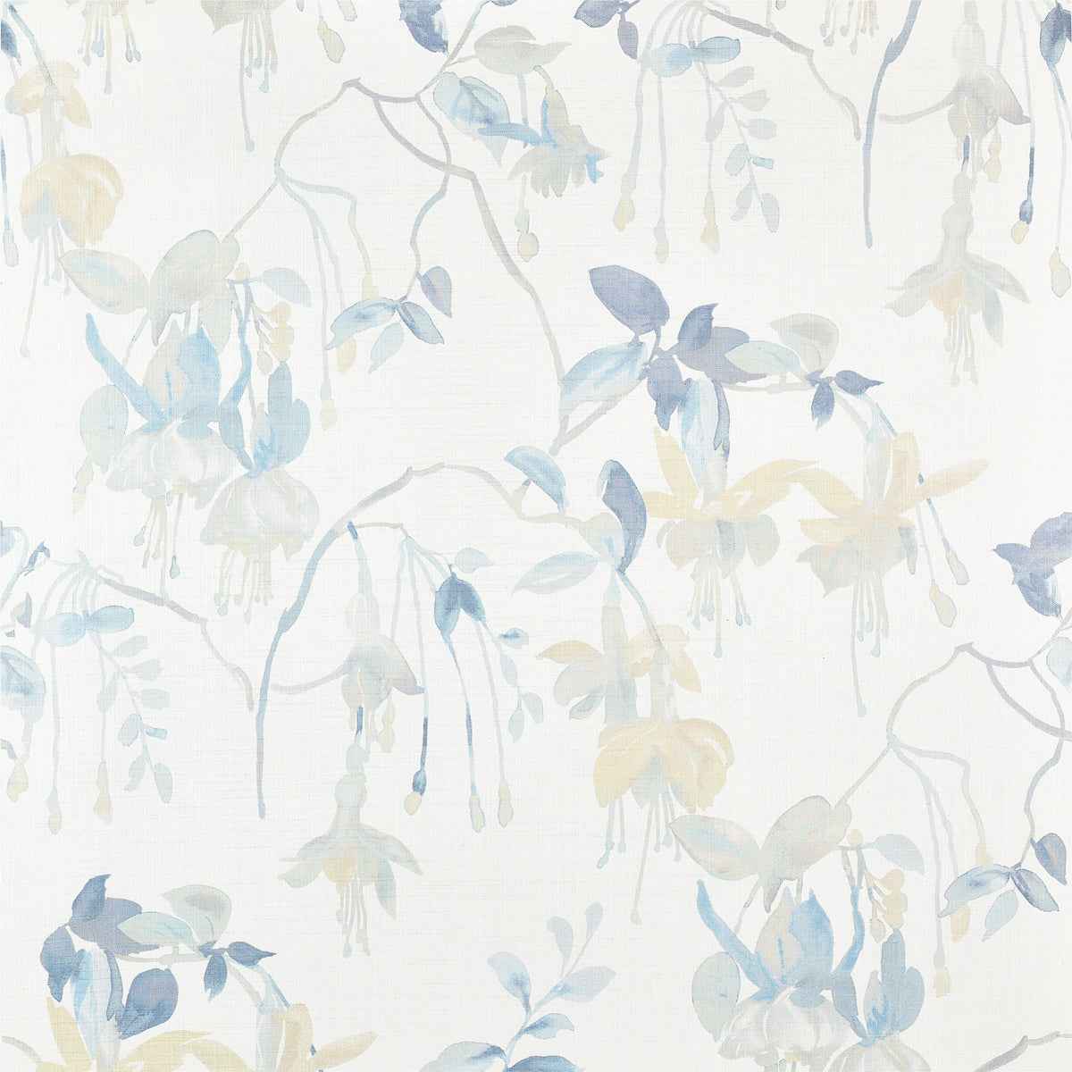 Blushing Blooms Blue Petals on Canvas Linen - Phillip Jeffries 9828 - Phillip Jeffries Wallpaper Wallpaper