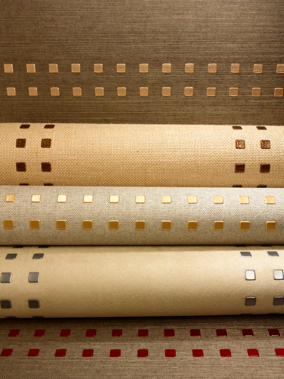 STUDS-AND-STRIPES-HORIZONTAL-ROSE-GOLD-ON-MANILA-HEMP-PHILLIP-JEFFRIES-5784-H - Phillip Jeffries Wallpaper Wallcovering