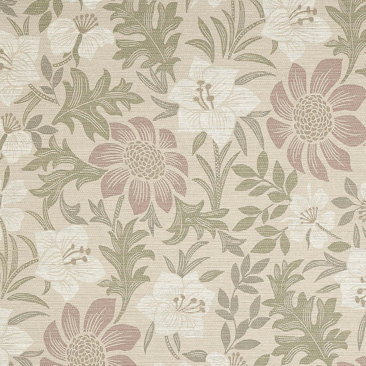BRITTANY-BOTANICALS-ROSETTE-ON-WOVEN-WALLS-PHILLIP-JEFFRIES-25902 - Phillip Jeffries Wallpaper Wallcovering