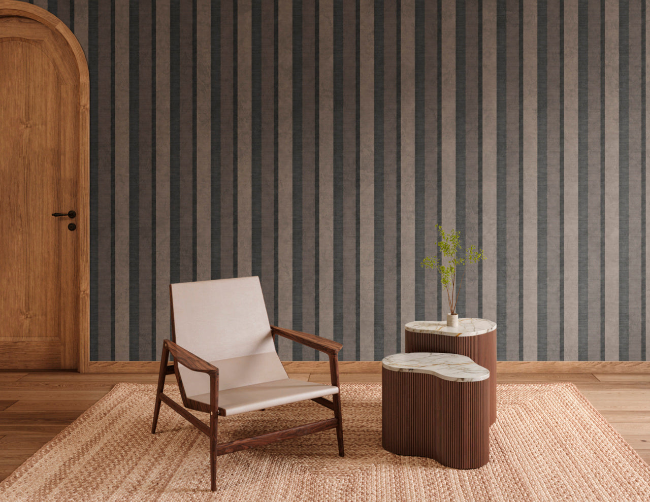 SANTA-FE-STRIPE-COCOA-RIDGE-ON-VINYL-MIRROR-MIRROR-PHILLIP-JEFFRIES-40105 - Phillip Jeffries Wallpaper Wallpaper