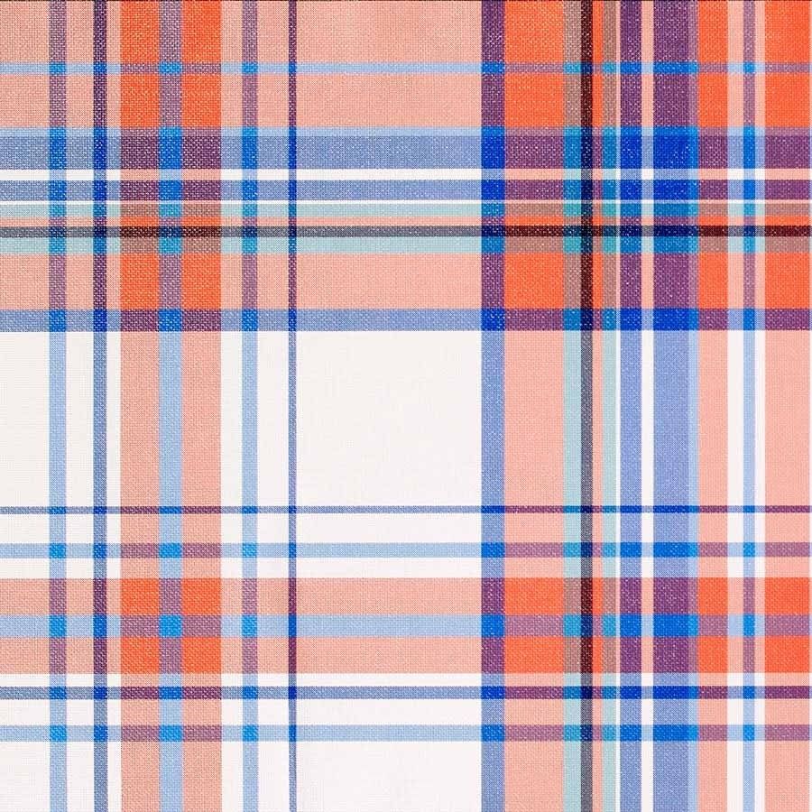 PREPPY-PLAID-RESORT-CORAL-ON-JAPANESE-PAPER-WEAVE-PHILLIP-JEFFRIES-8682 - Phillip Jeffries Wallpaper Wallcovering