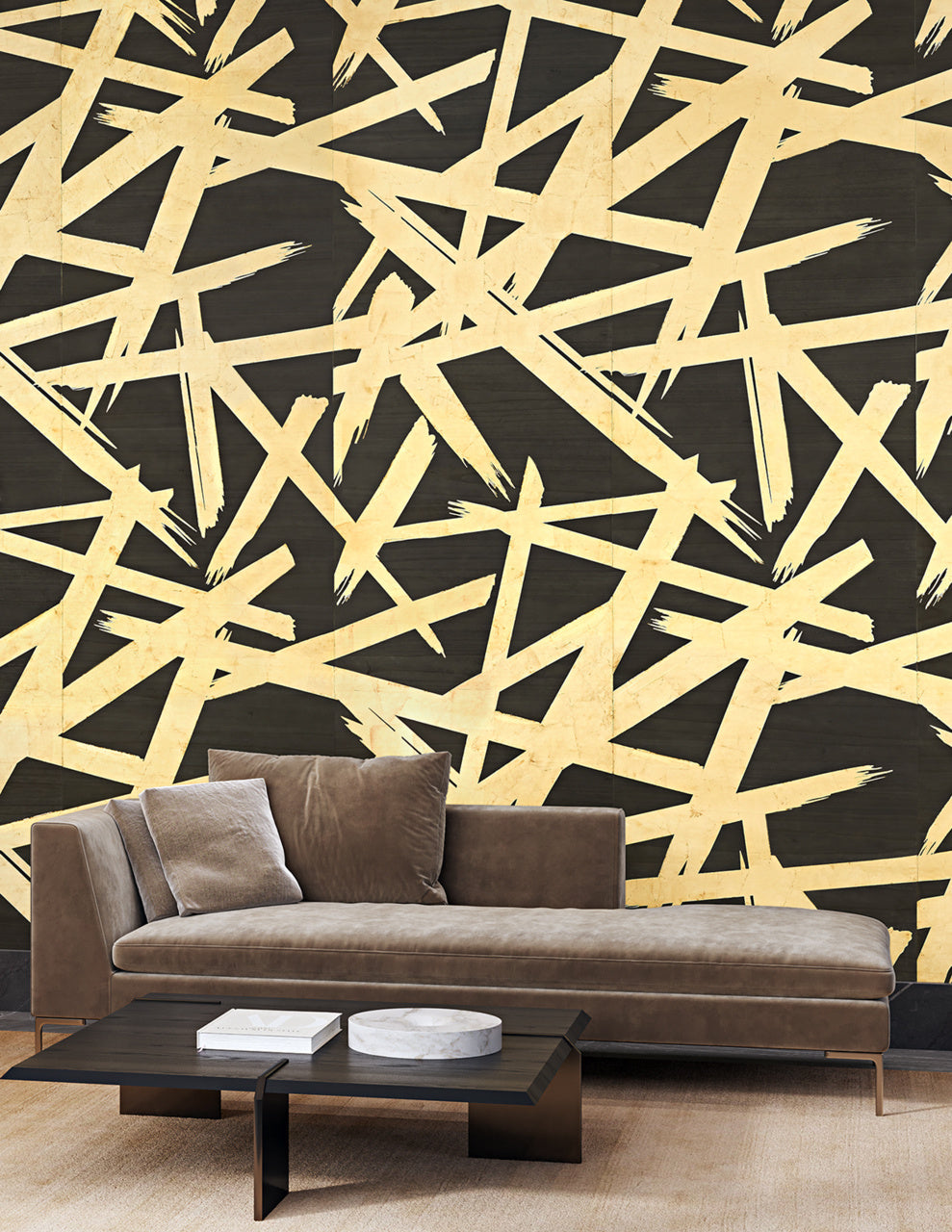 UNTETHERED-RICH-BLACK-WITH-GOLD-PHILLIP-JEFFRIES-9643 - Phillip Jeffries Wallpaper Wallcovering