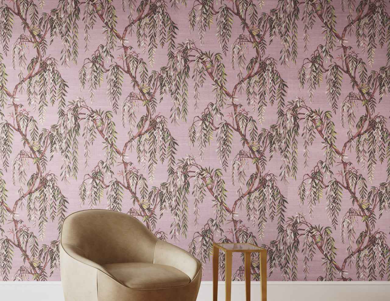 Whispering Willows Lush Lilac on Star Dust Silk - Phillip Jeffries 27802 - Phillip Jeffries Wallpaper Wallpaper