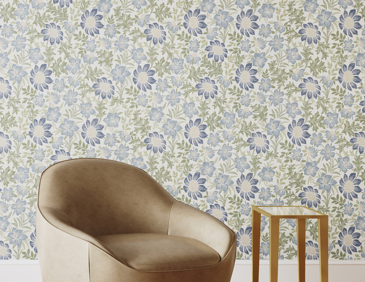 BRITTANY-BOTANICALS-BLUEBELL-ON-MANILA-HEMP-PHILLIP-JEFFRIES-25901 - Phillip Jeffries Wallpaper Wallcovering