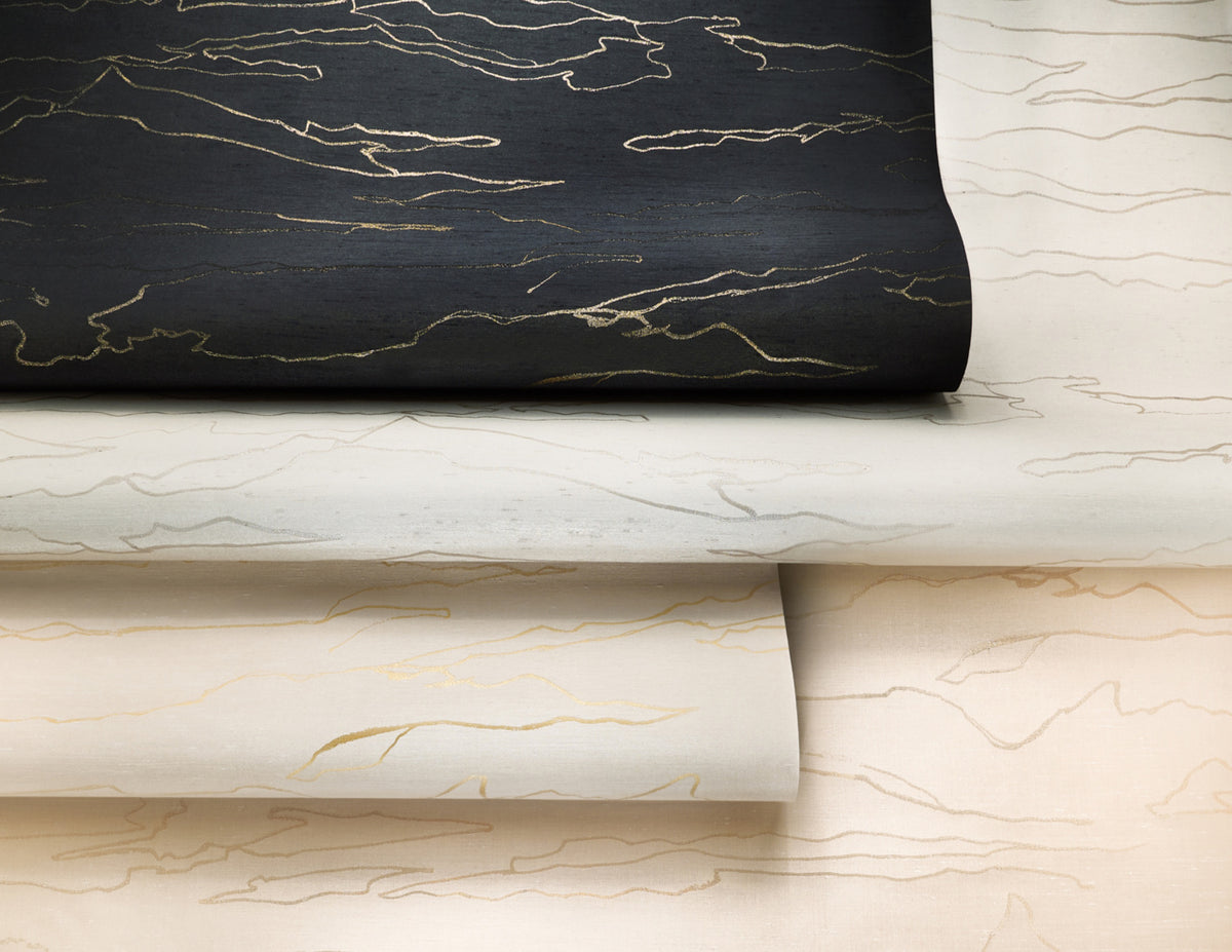 Silken Streams Midnight Pewter - Phillip Jeffries 36305 - Phillip Jeffries Wallpaper Wallpaper