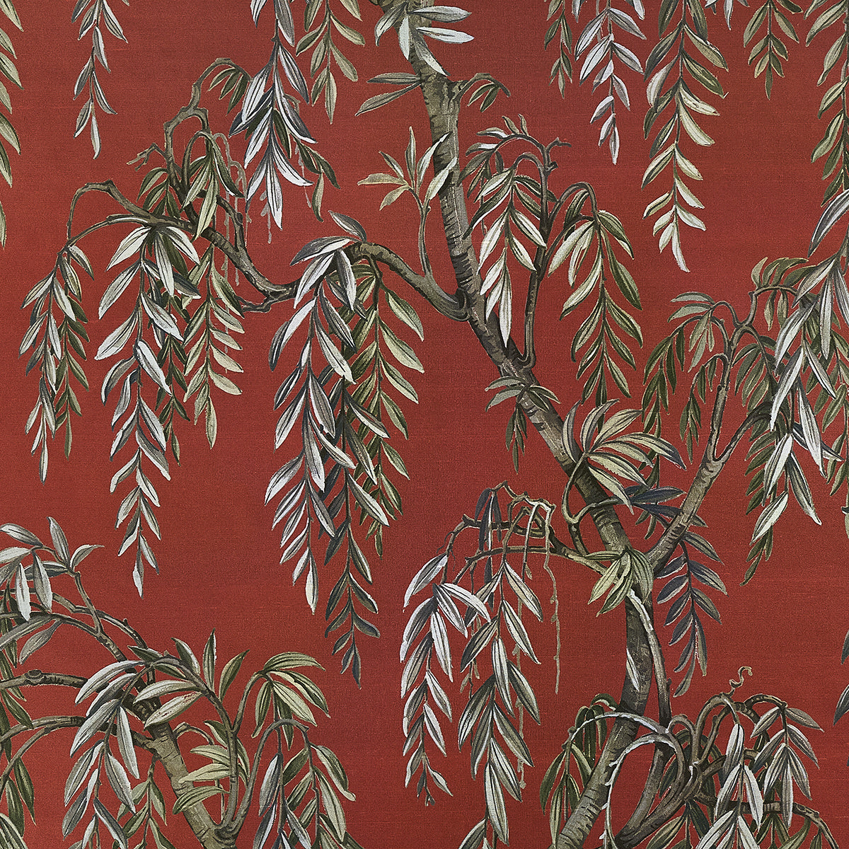 WHISPERING-WILLOWS-SCARLET-VEIL-ON-STAR-DUST-SILK-PHILLIP-JEFFRIES-27801 - Phillip Jeffries Wallpaper Wallcovering