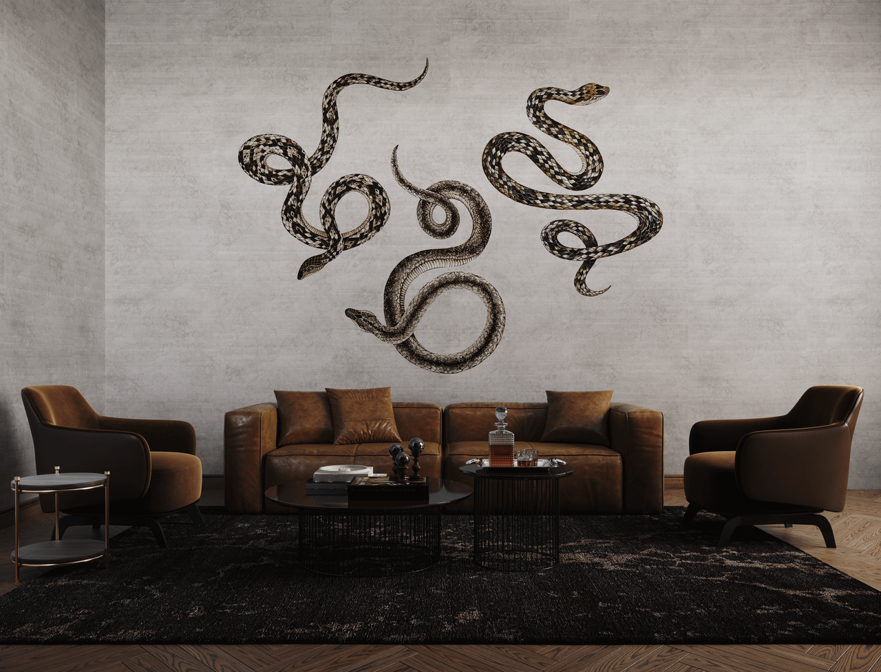 SERPENT-SILVER-PYTHON-ON-STAR-DUST-SILK-PHILLIP-JEFFRIES-10601 - Phillip Jeffries Wallpaper Wallcovering