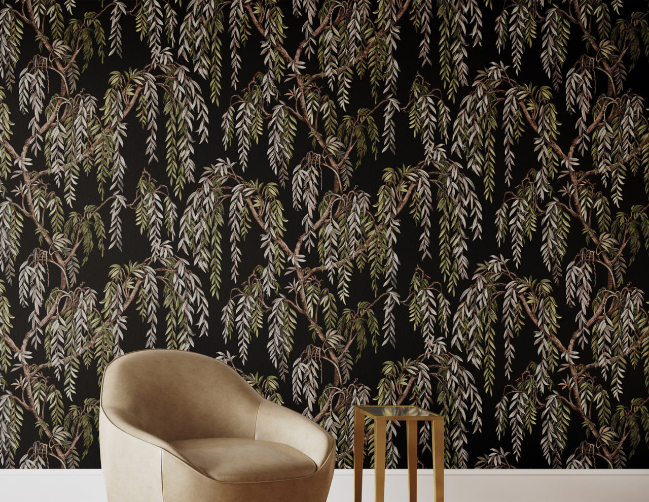 WHISPERING-WILLOWS-NOCTURNAL-ON-VINYL-CANVAS-PHILLIP-JEFFRIES-27807 - Phillip Jeffries Wallpaper Wallcovering