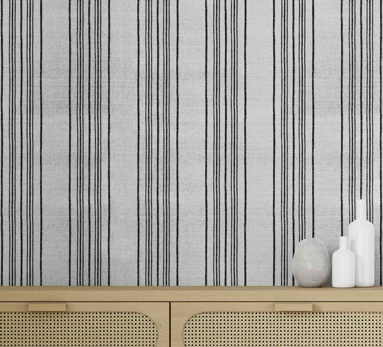Sailor Stripe Ballast Black on Canvas Linen - Phillip Jeffries 10001 - Phillip Jeffries Wallpaper Wallpaper