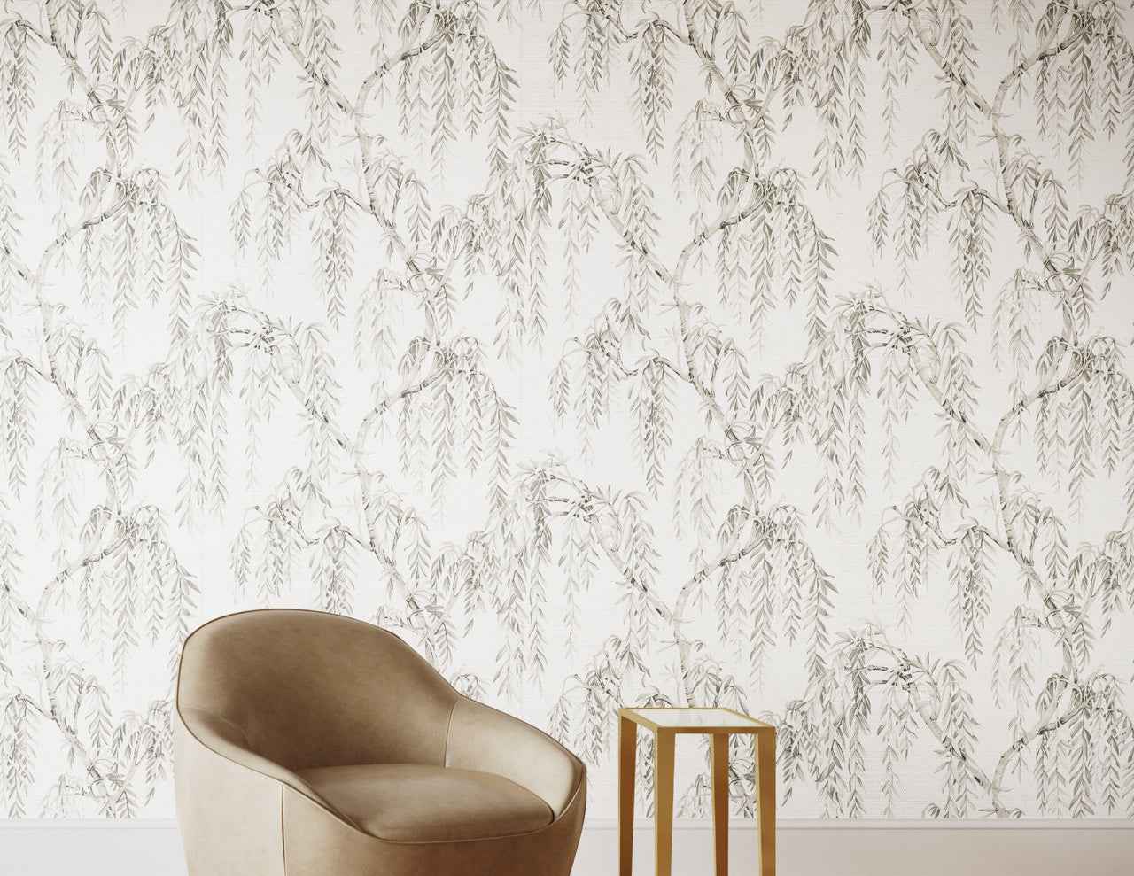 Whispering Willows Graceful Grey on Manila Hemp - Phillip Jeffries 27805 - Phillip Jeffries Wallpaper Wallpaper