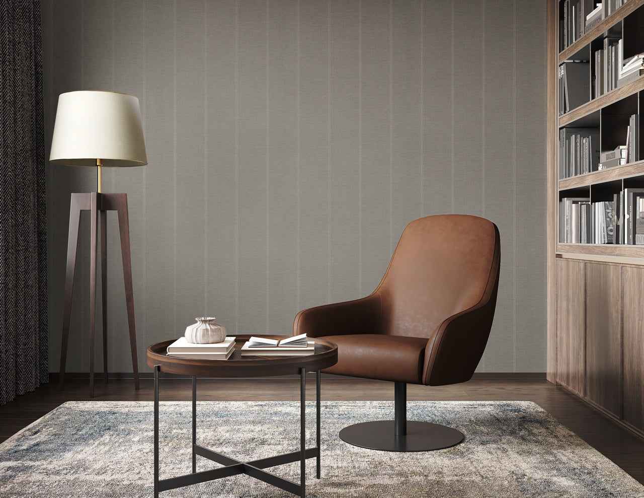 Jackson Stripe White and Greige on Canvas Linen - Phillip Jeffries 10720 - Phillip Jeffries Wallpaper Wallpaper