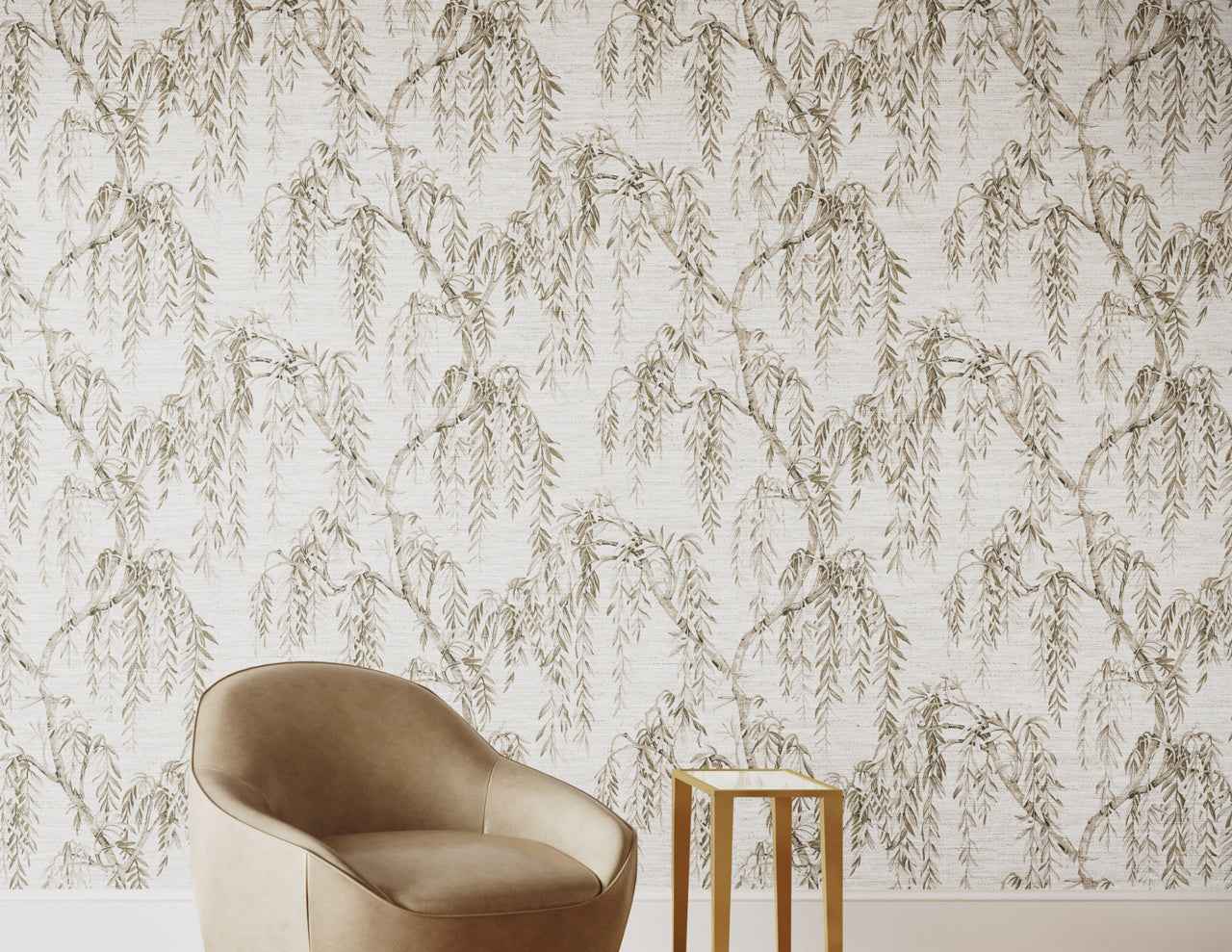 Whispering Willows Gentle Shade on Canvas Linen - Phillip Jeffries 27800 - Phillip Jeffries Wallpaper Wallpaper