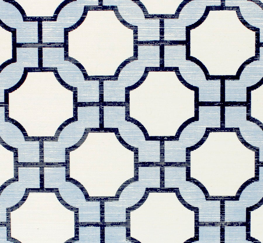 IMPERIAL-GATES-PERIWINKLE-AND-NAVY-ON-MANILA-HEMP-PHILLIP-JEFFRIES-5194 - Phillip Jeffries Wallpaper Wallcovering