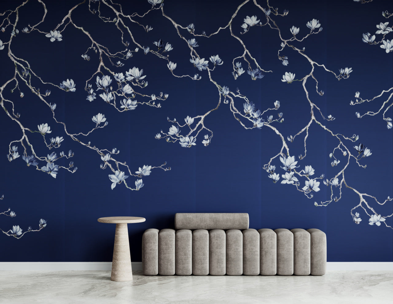BLOSSOM-PORCELAIN-BLUE-ON-MANILA-HEMP-PHILLIP-JEFFRIES-6400 - Phillip Jeffries Wallpaper Wallcovering