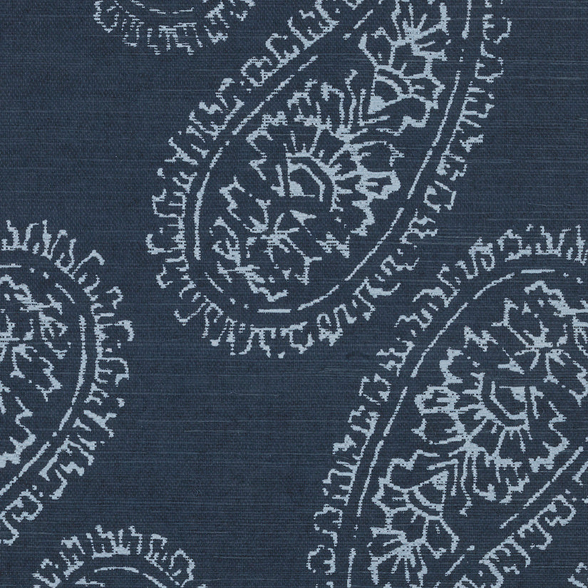 BATIK-CHIC-BLUE-ON-MANILA-HEMP-PHILLIP-JEFFRIES-5928 - Phillip Jeffries Wallpaper Wallcovering