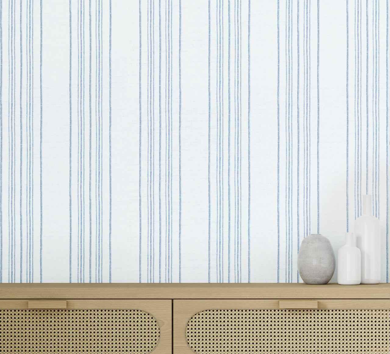 Sailor Stripe Blue Stern on Canvas Linen - Phillip Jeffries 9998 - Phillip Jeffries Wallpaper Wallpaper