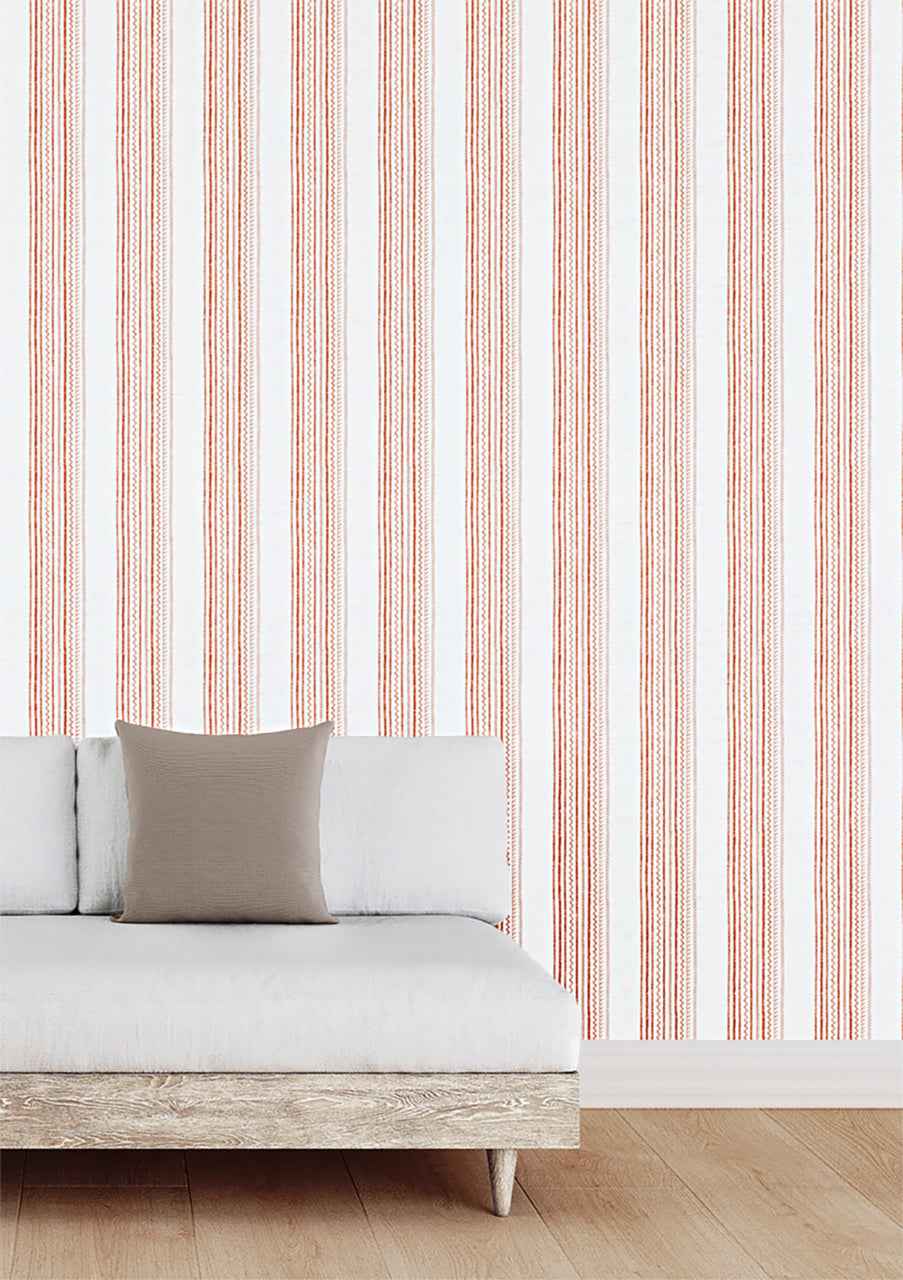 Maritime Stripe Red Sky at Night on Canvas Linen - Phillip Jeffries 10005 - Phillip Jeffries Wallpaper Wallpaper