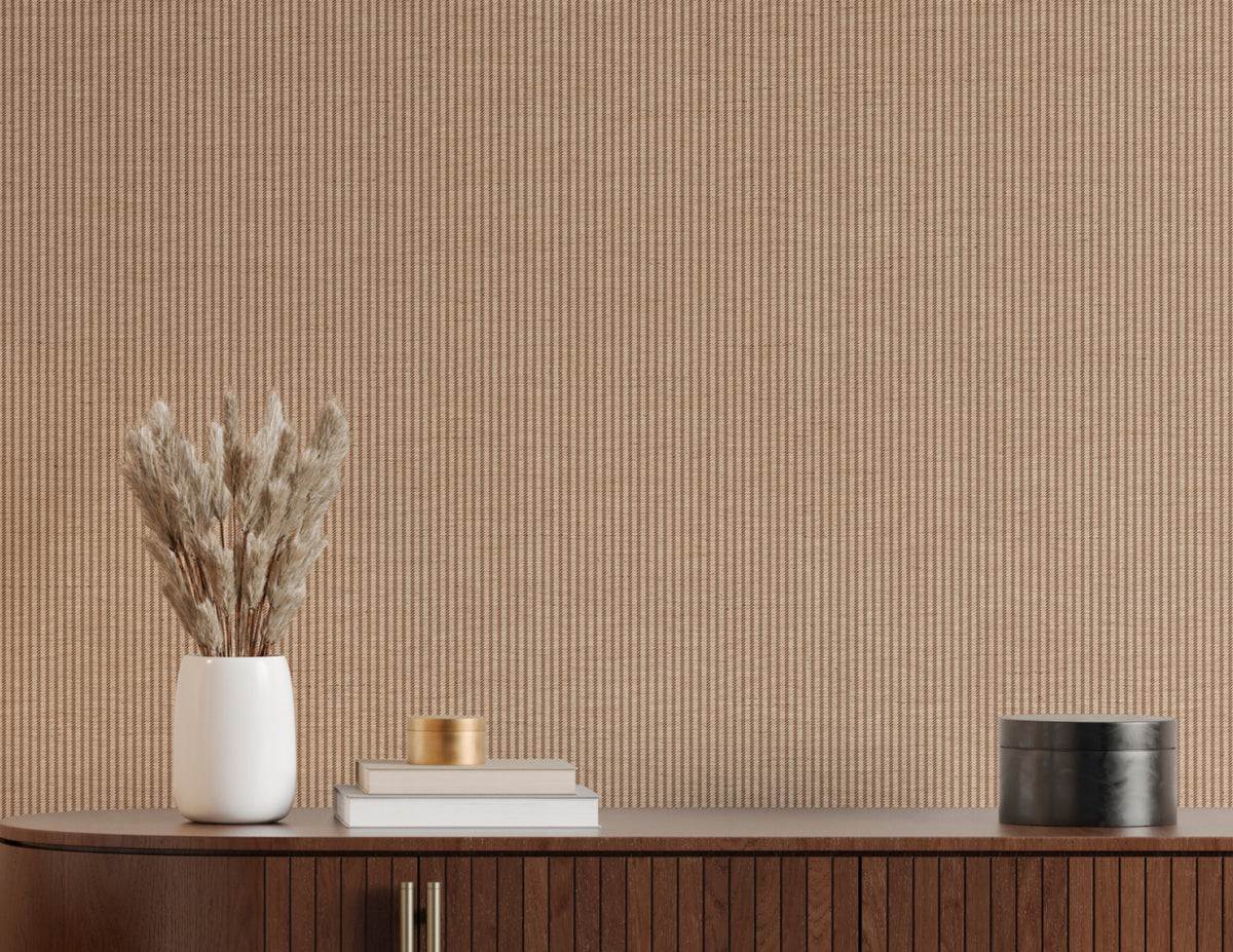 Arbor Stripe Clay Trace on Canvas Linen - Phillip Jeffries 43404 - Phillip Jeffries Wallpaper Wallpaper