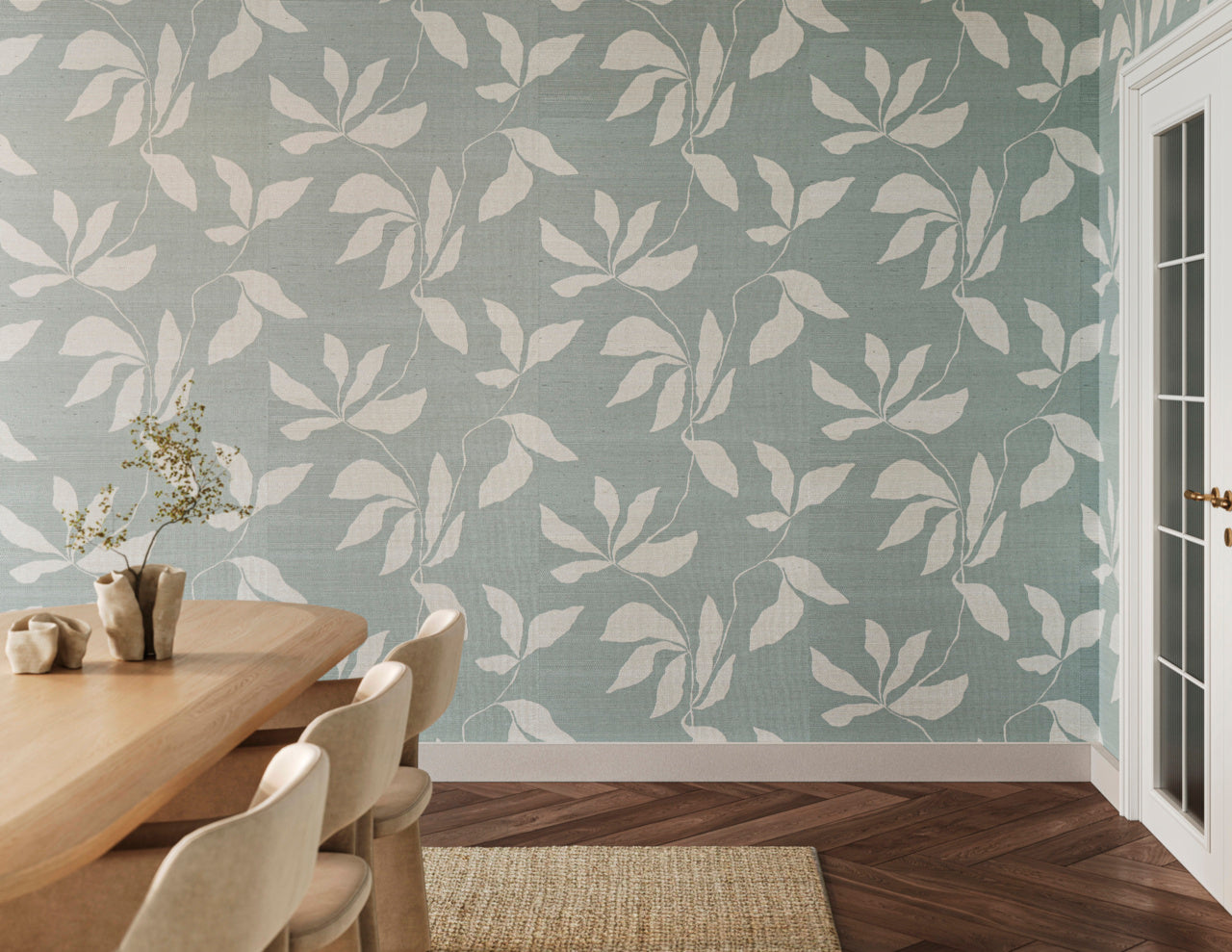 DESERT-IVY-BLUE-OASIS-ON-MANILA-HEMP-PHILLIP-JEFFRIES-40205 - Phillip Jeffries Wallpaper Papel pintado