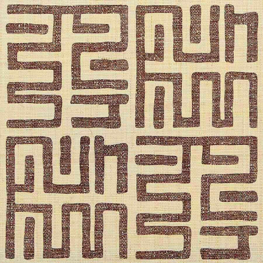 Kuba Cloth Sepia on Island Raffia - Phillip Jeffries 1664 - Phillip Jeffries Wallpaper Wallpaper