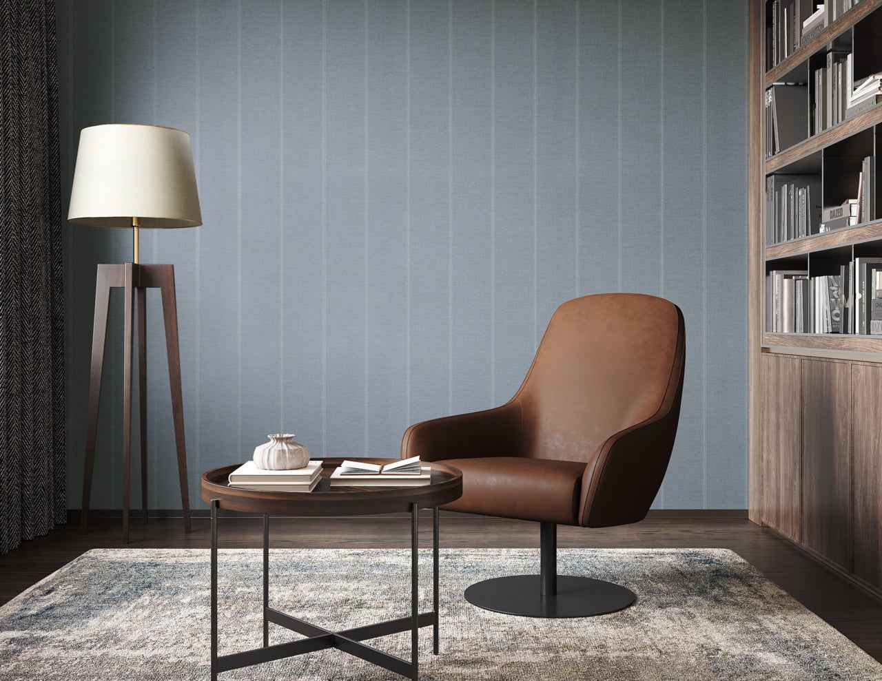 Jackson Stripe White and Light Blue on Canvas Linen - Phillip Jeffries 10721 - Phillip Jeffries Wallpaper Wallpaper