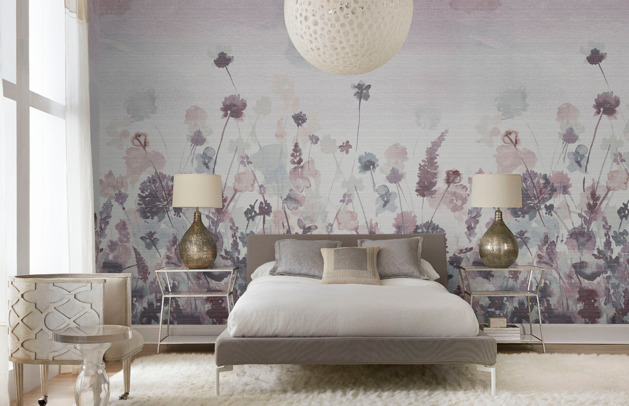 WILDFLOWERS-PLUM-FIELDS-ON-BERMUDA-HEMP-PHILLIP-JEFFRIES-8508 - Phillip Jeffries Wallpaper Wallcovering