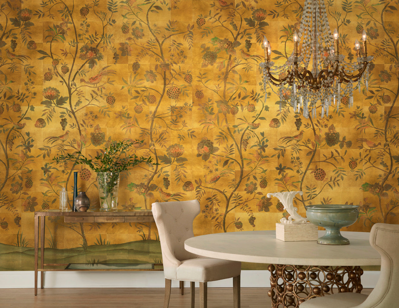 SHANGRI-LA-PHOENIX-ON-GILDED-METALLIC-LEAF-PHILLIP-JEFFRIES-4831 - Phillip Jeffries Wallpaper Wallcovering