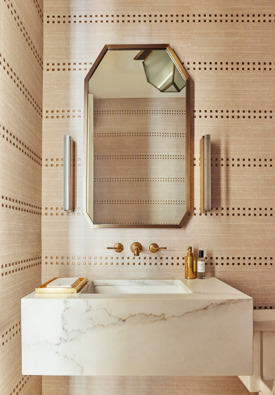 STUDS-AND-STRIPES-HORIZONTAL-CHAMPAGNE-ON-CLASSIC-LINEN-PHILLIP-JEFFRIES-5789-H - Phillip Jeffries Wallpaper Wallcovering