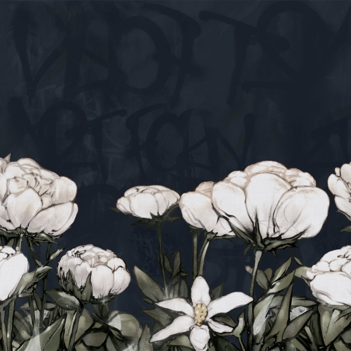 FRESH-MIDNIGHT-BLOOM-ON-VINYL-ABACA-PHILLIP-JEFFRIES-9189 - Phillip Jeffries Wallpaper Wallcovering