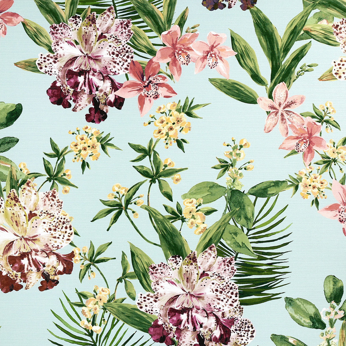 ALOHA-ORCHIDS-OCEAN-COOLER-ON-WOVEN-WALLS-PHILLIP-JEFFRIES-10558 - Phillip Jeffries Wallpaper Wallcovering