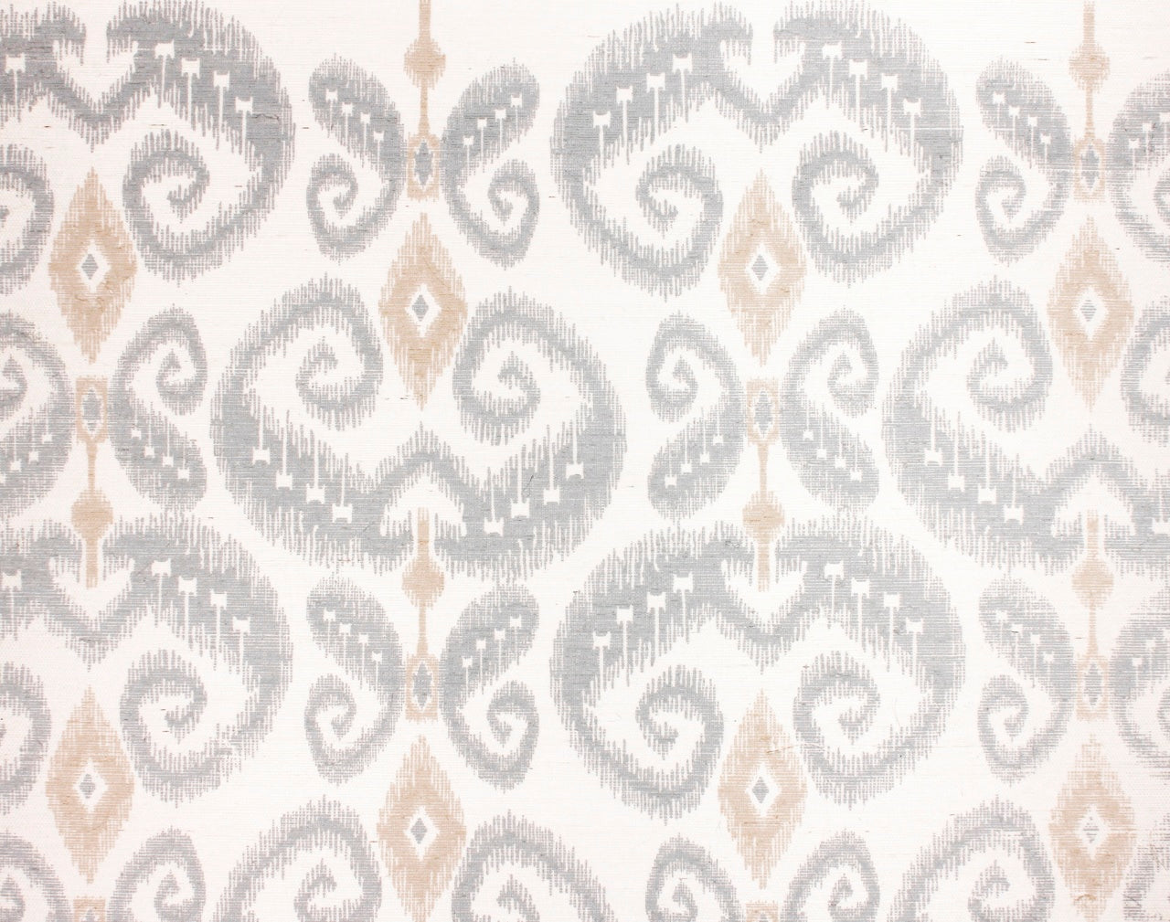 INDO-IKAT-CREME-AND-LIGHT-BLUE-ON-MANILA-HEMP-PHILLIP-JEFFRIES-5591 - Phillip Jeffries Wallpaper Wallcovering