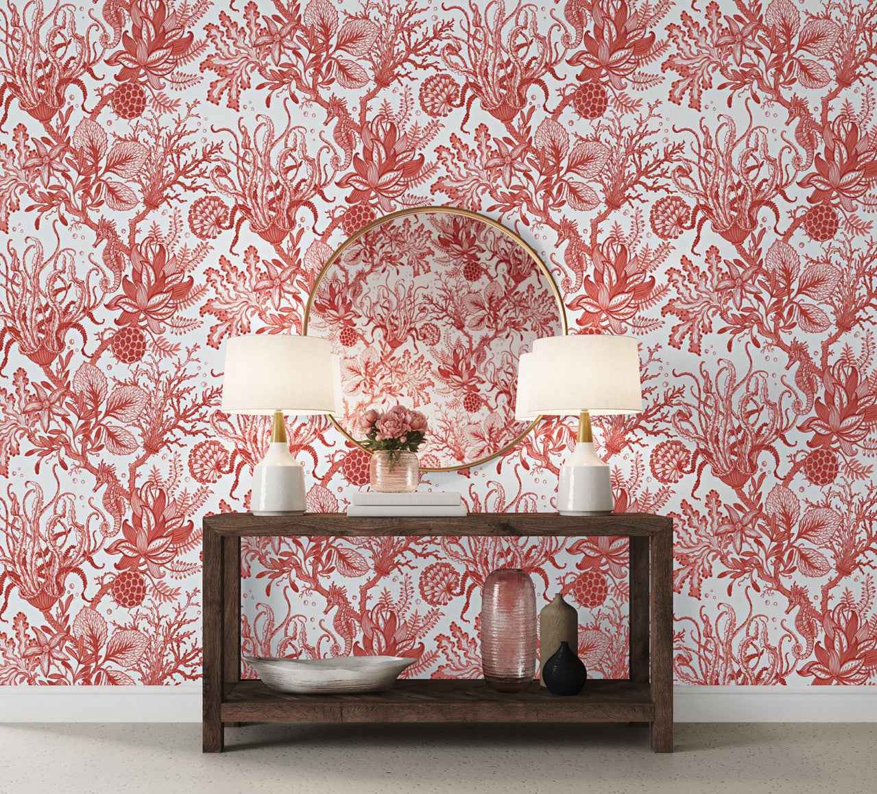 Toile de Sea Coral Coast on Canvas Linen - Phillip Jeffries 9993 - Phillip Jeffries Wallpaper Wallpaper