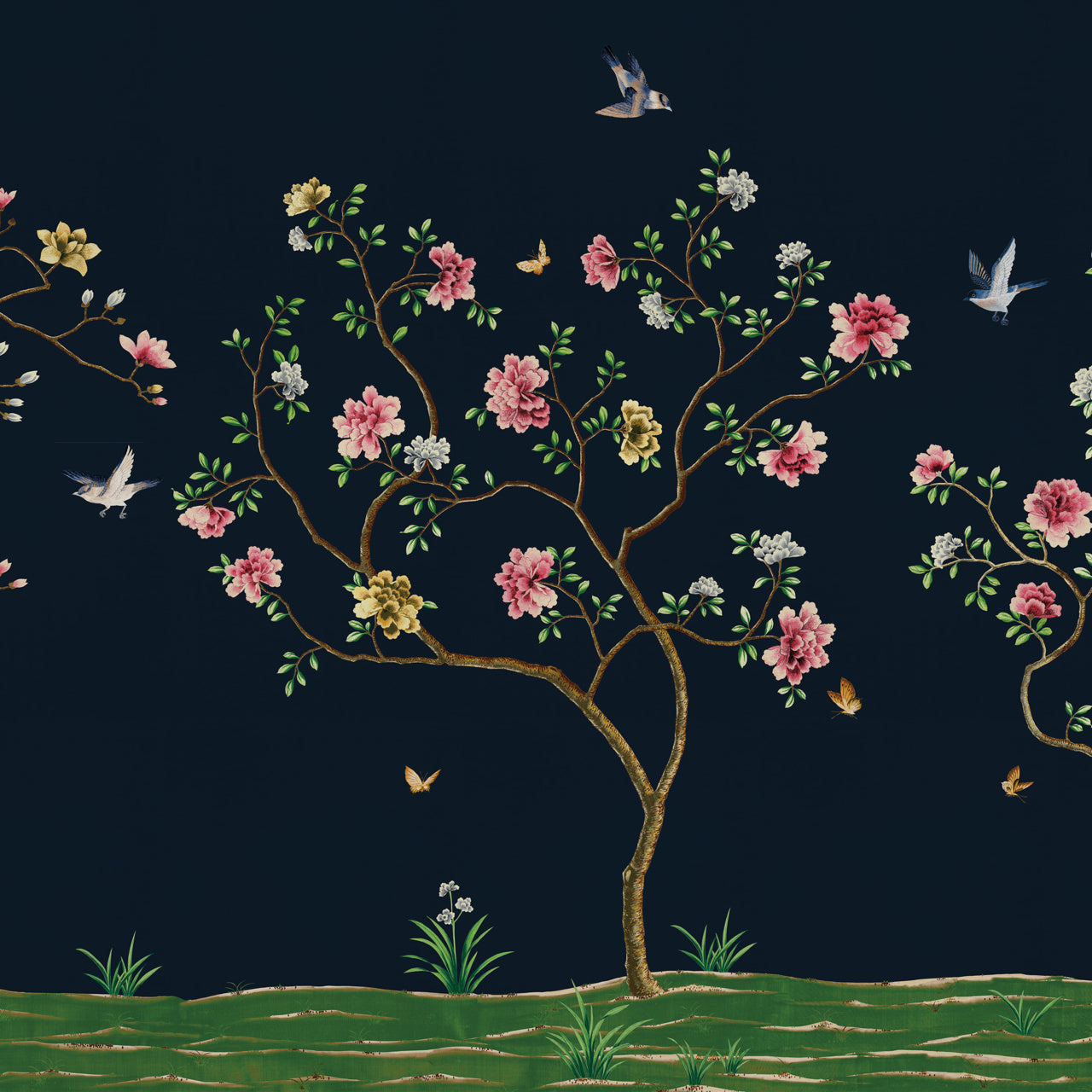 ETERNAL-SPRING-NAVY-ON-VINYL-CANVAS-PHILLIP-JEFFRIES-10227 - Phillip Jeffries Wallpaper Wallcovering
