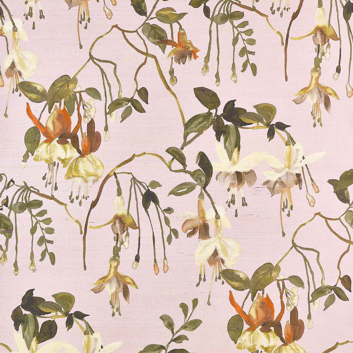 Blushing Blooms Pink Posy on Manila Hemp - Phillip Jeffries 9830
