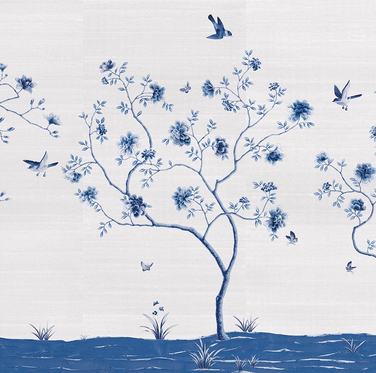ETERNAL-SPRING-BLUE-ON-STAR-DUST-SILK-PHILLIP-JEFFRIES-10222 - Phillip Jeffries Wallpaper Wallcovering