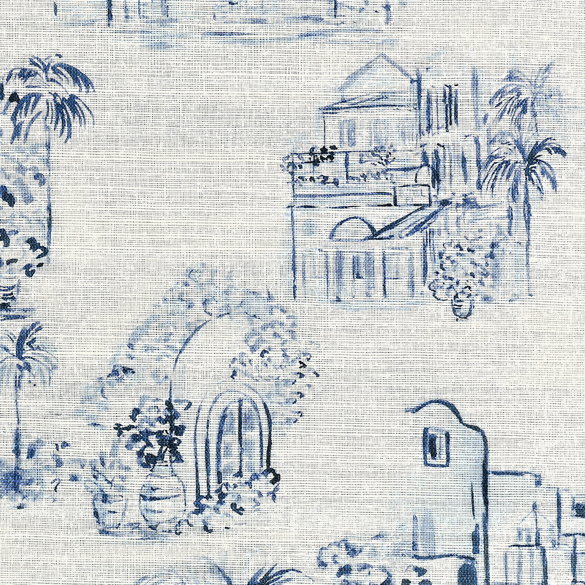 TOULOUSE-TOILE-BLUE-CITY-ON-GLAM-GRASS-PHILLIP-JEFFRIES-28905 - Phillip Jeffries Wallpaper Wallcovering