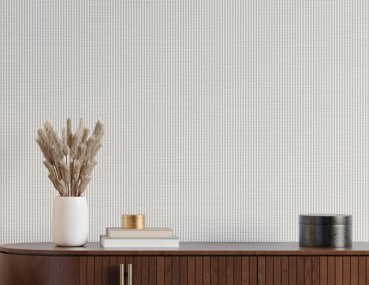 Arbor Stripe Sky Breeze on Woven Walls - Phillip Jeffries 43401 - Phillip Jeffries Wallpaper Wallpaper