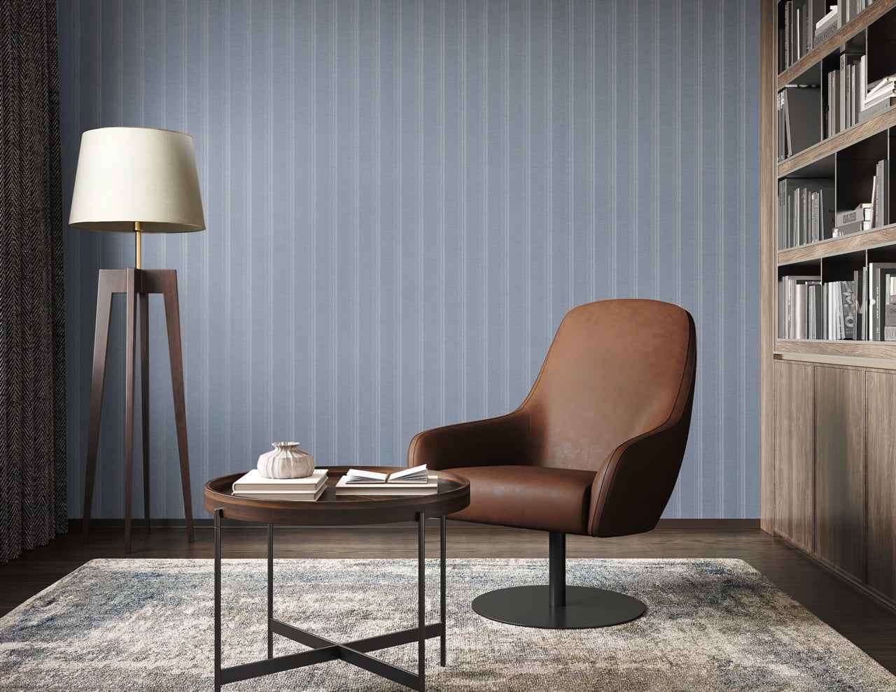 Prairie Stripe Beige and Light Blue on Canvas Linen - Phillip Jeffries 10731 - Phillip Jeffries Wallpaper Wallpaper