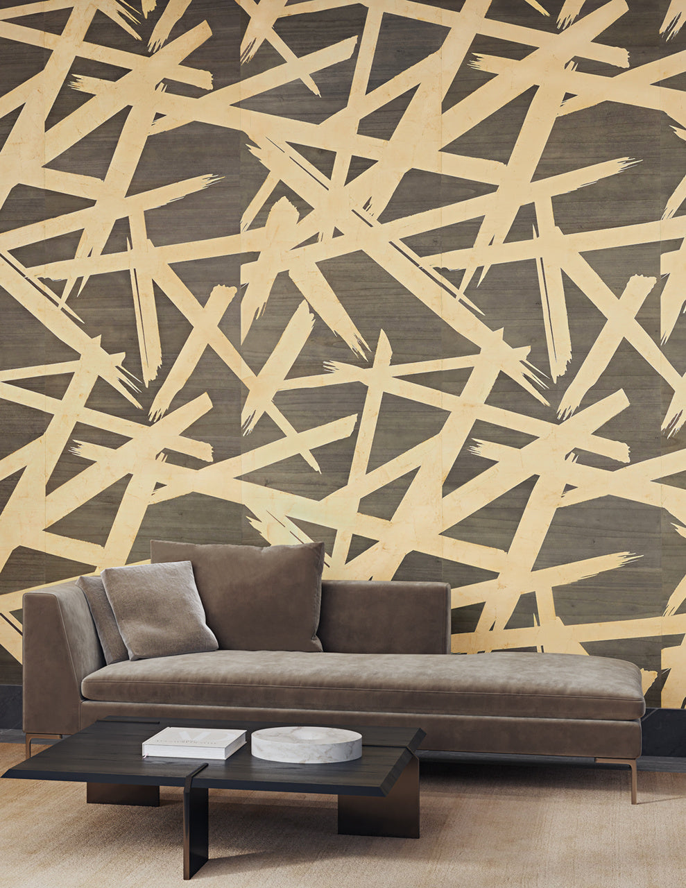 UNTETHERED-LAVISH-CHARCOAL-WITH-GOLD-PHILLIP-JEFFRIES-9642 - Phillip Jeffries Wallpaper Wallcovering
