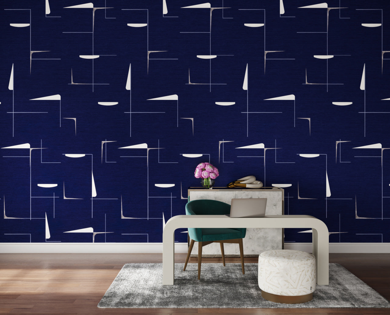 NOD-TO-MOD-NIFTY-NAVY-ON-CANVAS-LINEN-PHILLIP-JEFFRIES-9848 - Phillip Jeffries Wallpaper Wallcovering