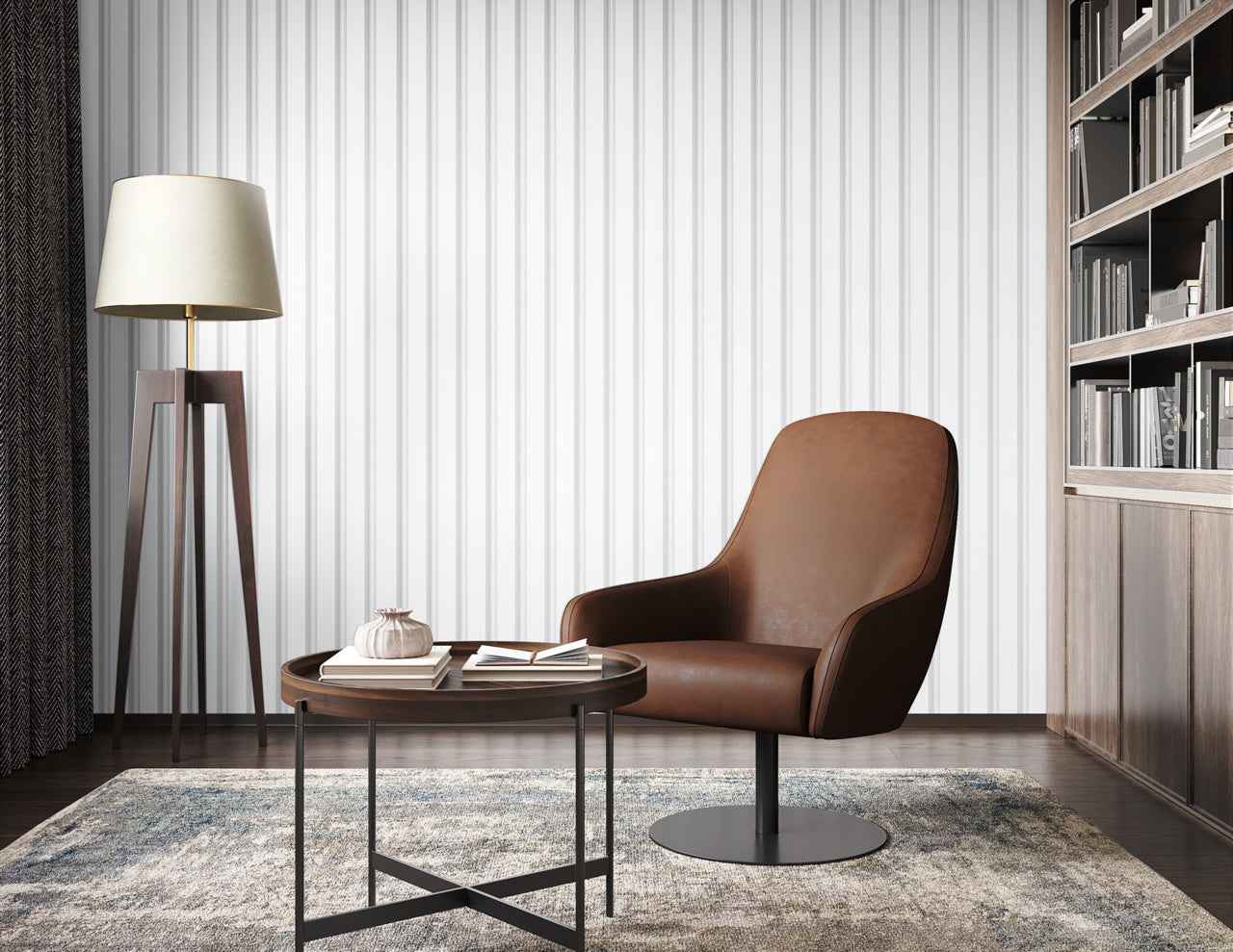 Prairie Stripe Grey and White on Vinyl Abaca - Phillip Jeffries 10732 - Phillip Jeffries Wallpaper Wallpaper