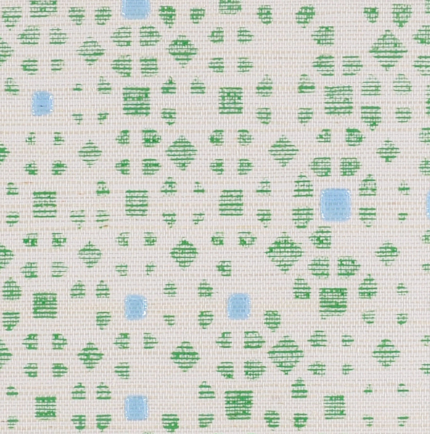 PEA-PALACE-KELLY-GREEN-AND-BLUE-ON-MANILA-HEMP-PHILLIP-JEFFRIES-6043 - Phillip Jeffries Wallpaper Wallcovering