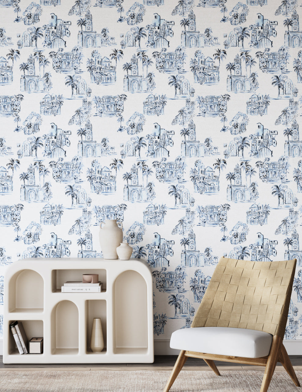 TOULOUSE-TOILE-BLUE-CITY-ON-GLAM-GRASS-PHILLIP-JEFFRIES-28905 - Phillip Jeffries Wallpaper Wallcovering