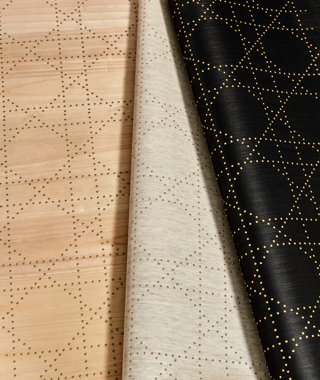 STYLED-IN-STUDS-WHITE-GOLD-ON-CANVAS-LINEN-PHILLIP-JEFFRIES-8962 - Phillip Jeffries Wallpaper Wallcovering