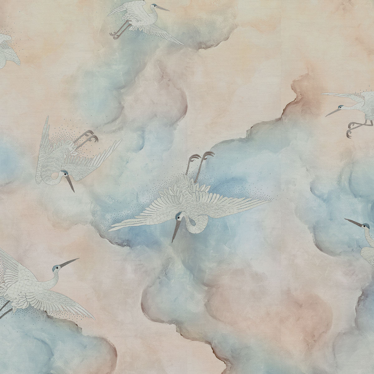 FLIGHT-STORK-WHITE-ON-GLAM-GRASS-PHILLIP-JEFFRIES-7052 - Phillip Jeffries Wallpaper Wallcovering
