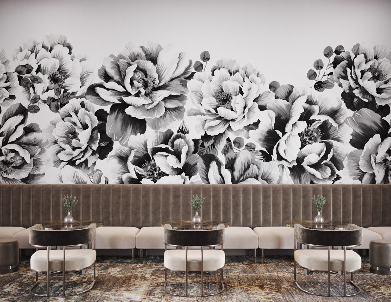 PERFECT-PEONIES-ANTIQUE-ON-VINYL-CANVAS-PHILLIP-JEFFRIES-10169 - Phillip Jeffries Wallpaper Wallcovering