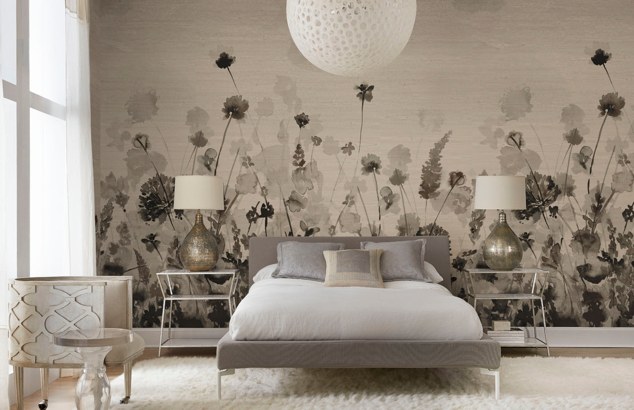 WILDFLOWERS-SEPIA-GRASS-ON-FLOORED-PHILLIP-JEFFRIES-8509 - Phillip Jeffries Wallpaper Wallcovering