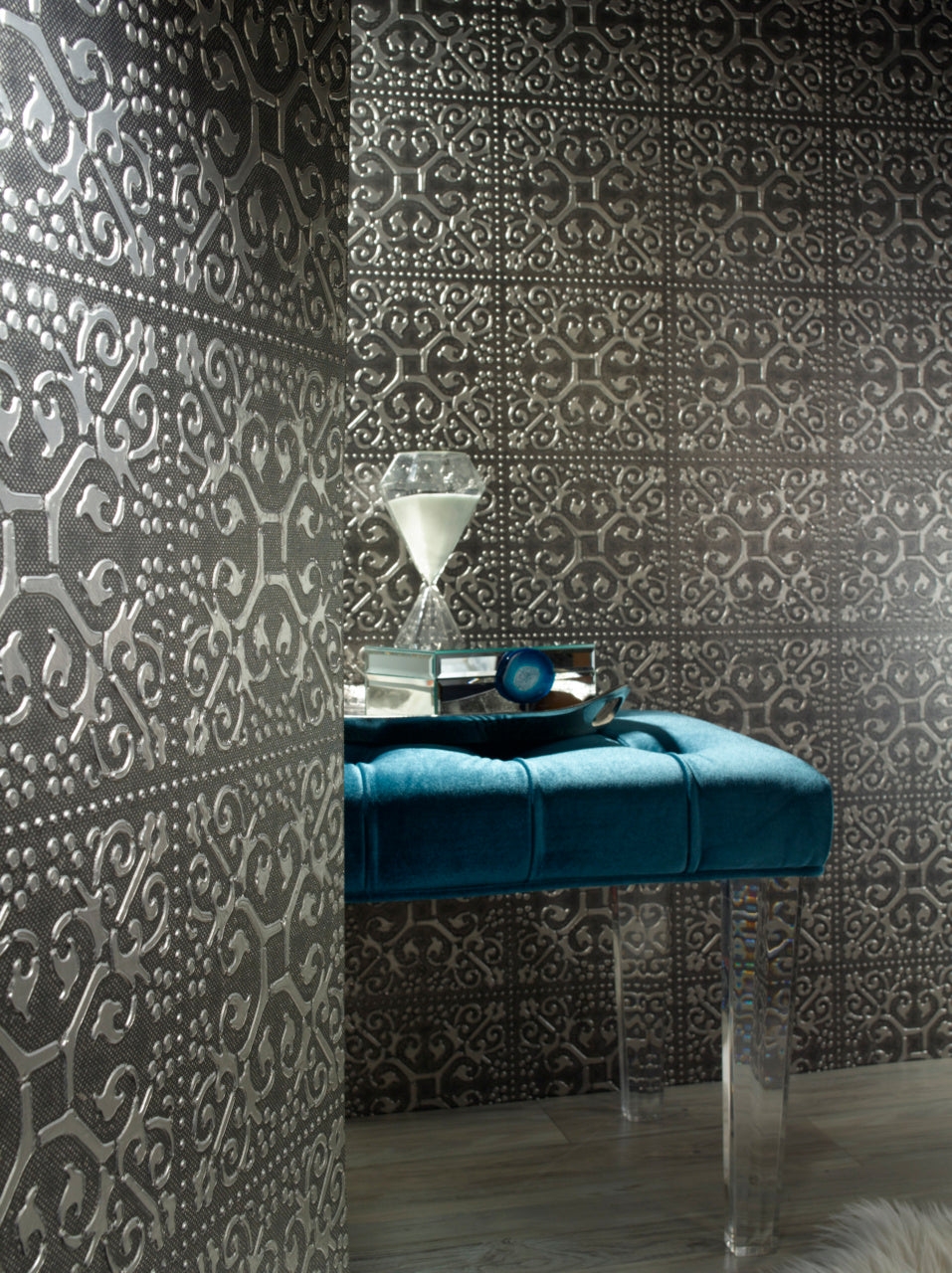 ORNAMENTAL-CARVED-PEWTER-PHILLIP-JEFFRIES-6804 - Phillip Jeffries Wallpaper Wallcovering